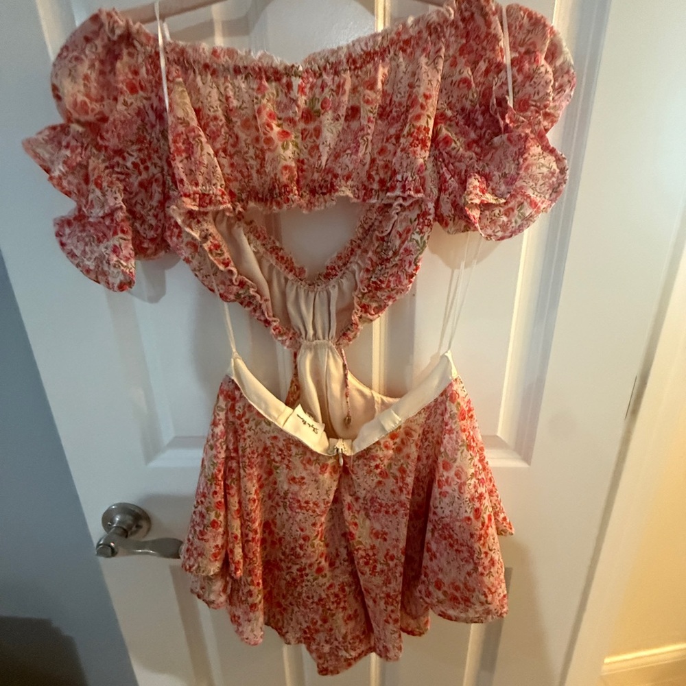 Floral Ruffle Mini Dress - Pink - Picture 4 of 4